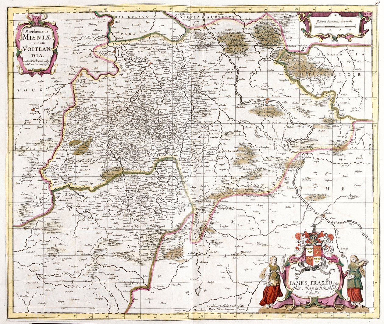 Karta över mars (markgraviate) av Misnie (Tyskland) (etsning av Frederick de Wit