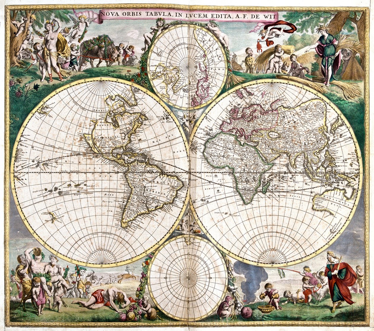 Planisphere World (etsning av Frederick de Wit