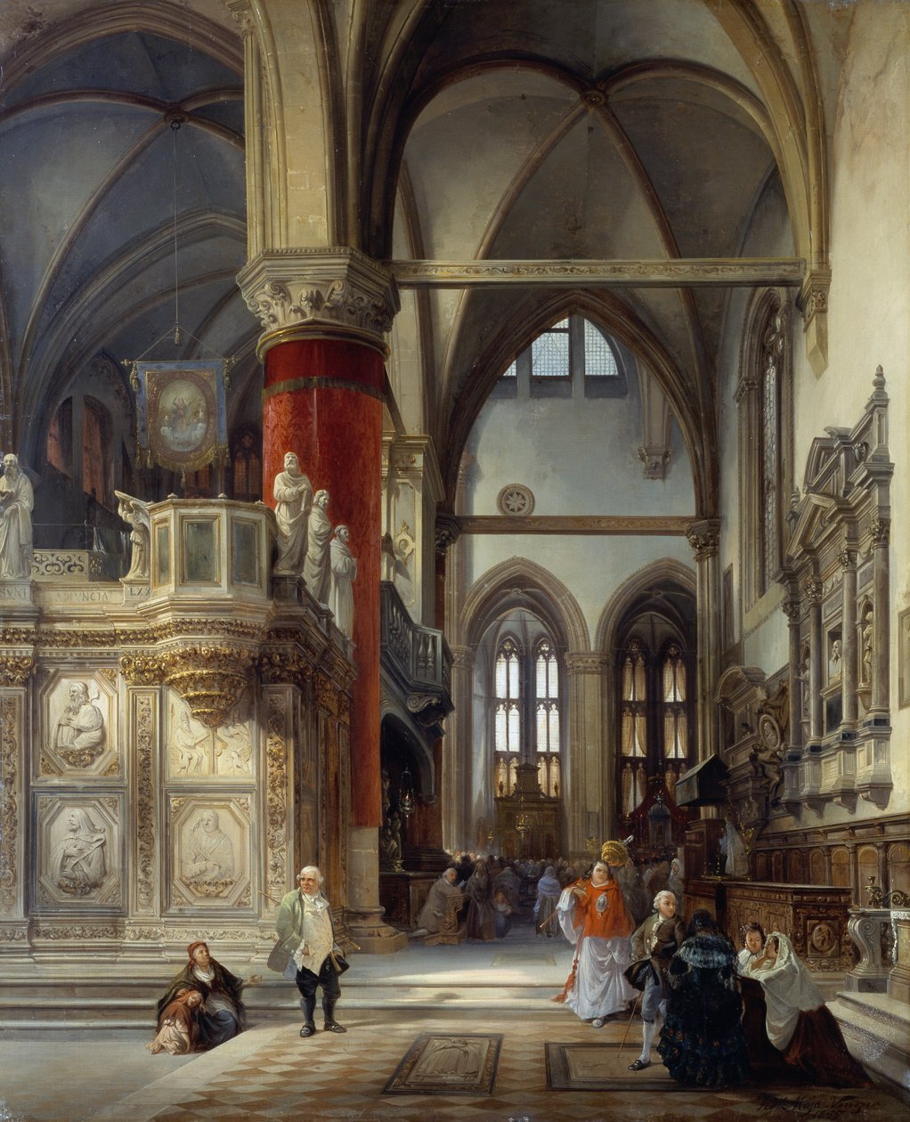 Interiör av munkekyrkan (Frari) i Venedig av Frederico Moja