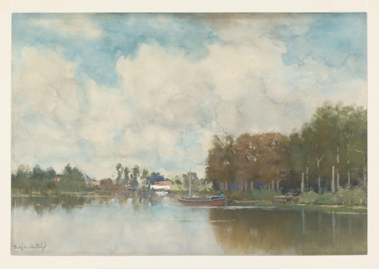 holländska kanalen av Fredericus Jacobus van Rossum du Chattel (signed by artist)