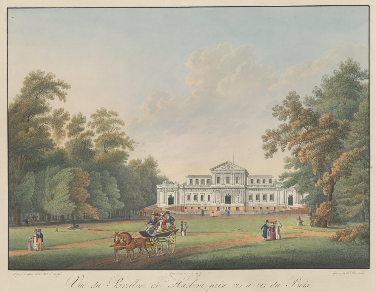 Vue du Pavillon de Harlem, prise vis a vis de Bois av Frederik Christiaan Bierweiler