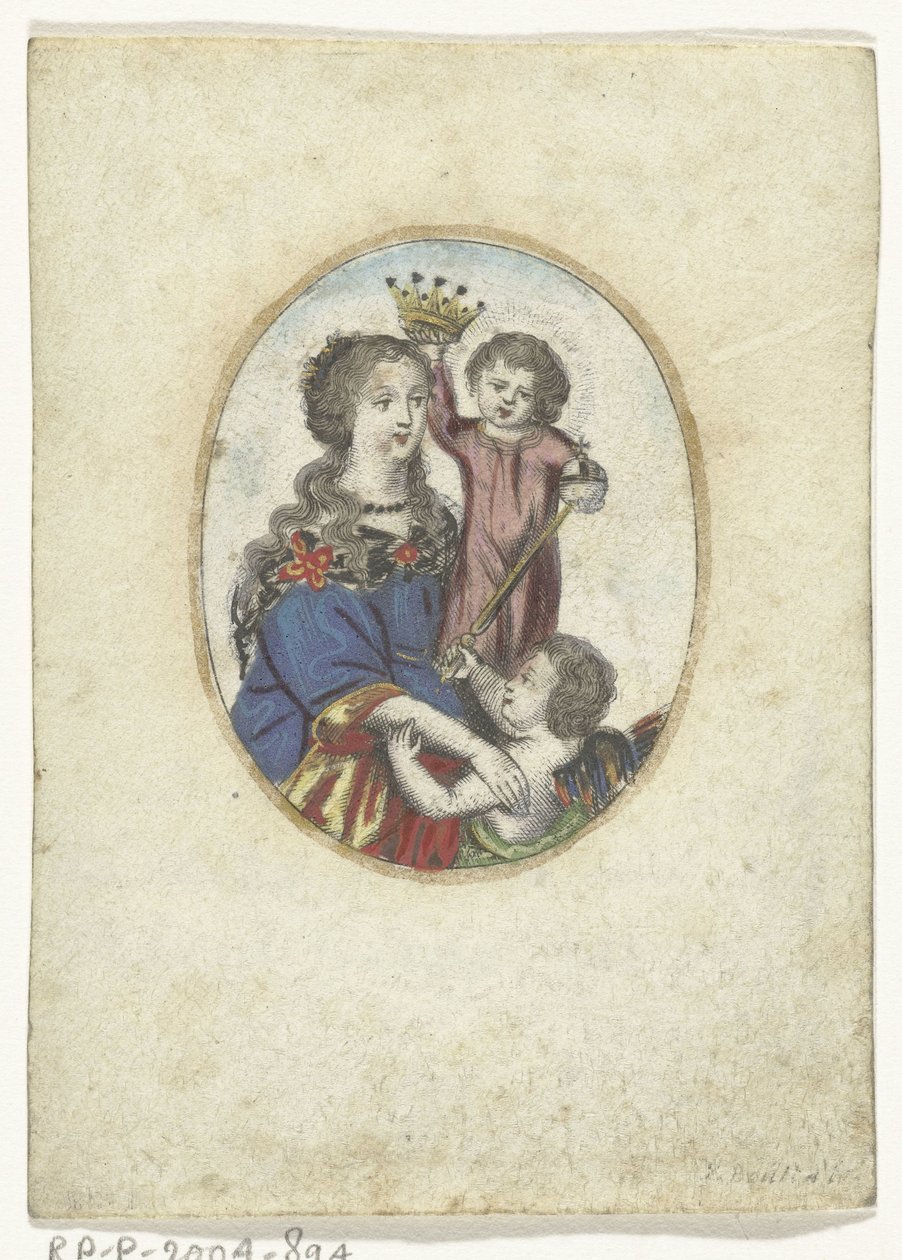 Madonna med barn och ängel i oval av Frederik Bouttats (de Jonge) (attributed to)