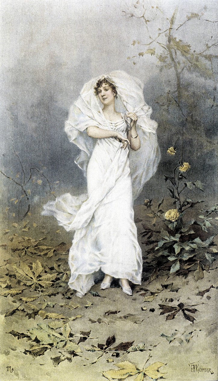 Woman in a Forest - Allegory of Autumn, Kalender illustrerad av Hubert Dys, målad av F.H. Kaemmerer av Frederik Hendrik Kaemmerer