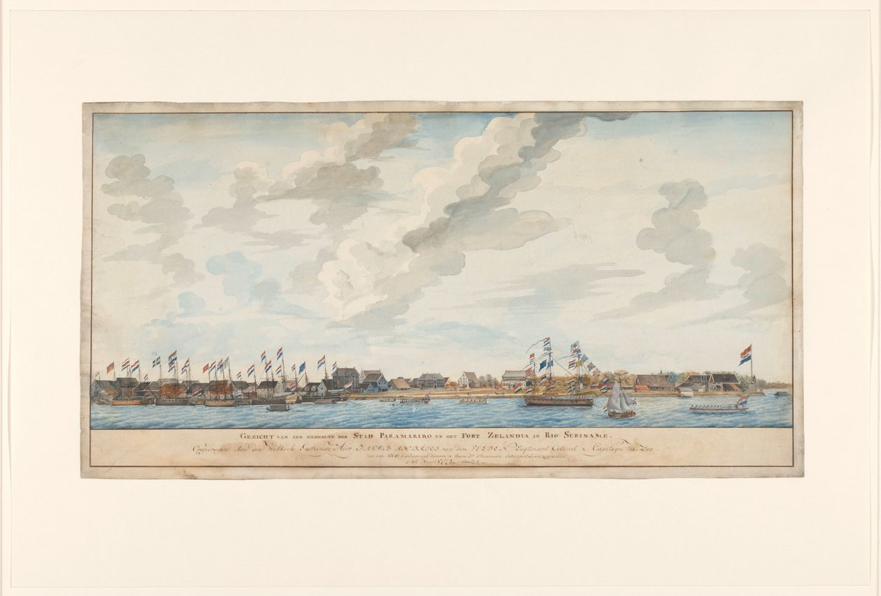 Utsikt över staden Paramaribo och Fort Zeelandia av Frederik Jägerschiöld (signed by artist)