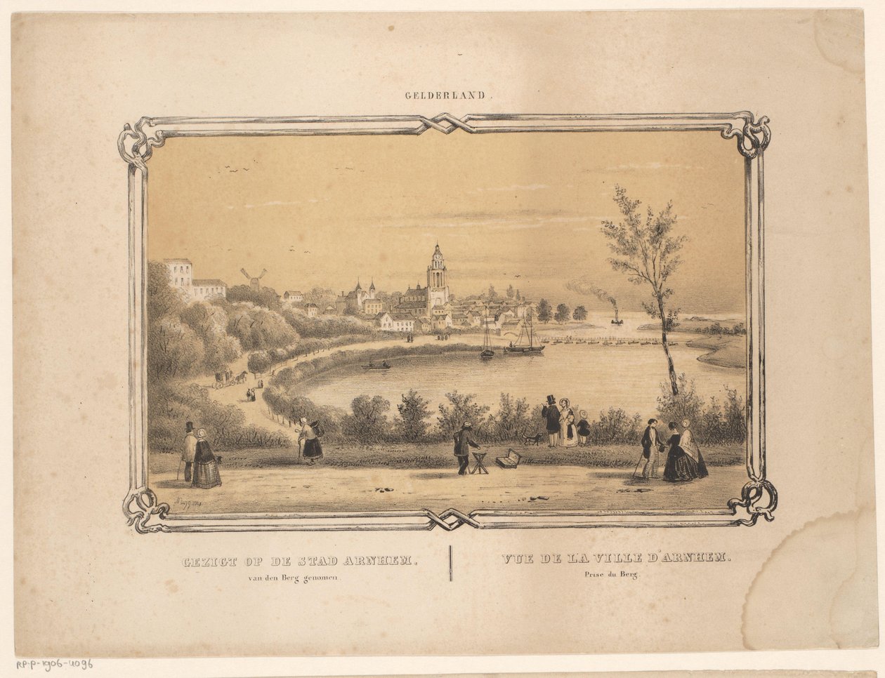 Utsikt över Arnhem Utsikt över staden Arnhem från den Berg (titel på objekt) Gelderland (serietitel på objekt) av Frederik Lodewijk Huygens