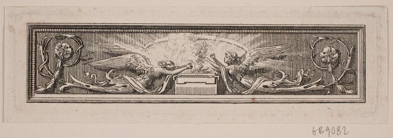 Prydnad med altare och två änglar av Frederik Ludvig  Bradt