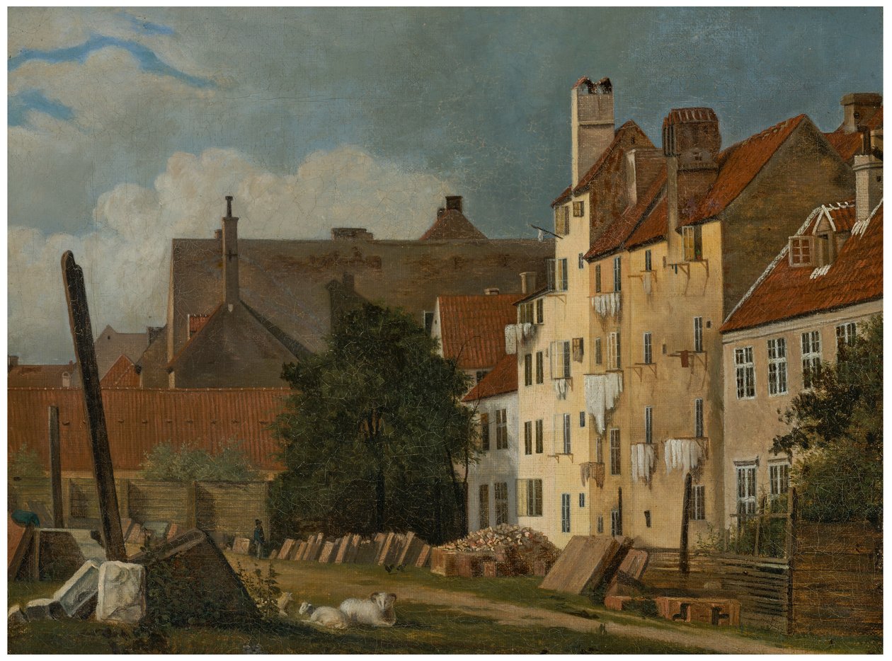 Utsikt över Marmorpladsen, Köpenhamn (Del av Marmorpladsen i Köpenhamn) av Frederik Sødring