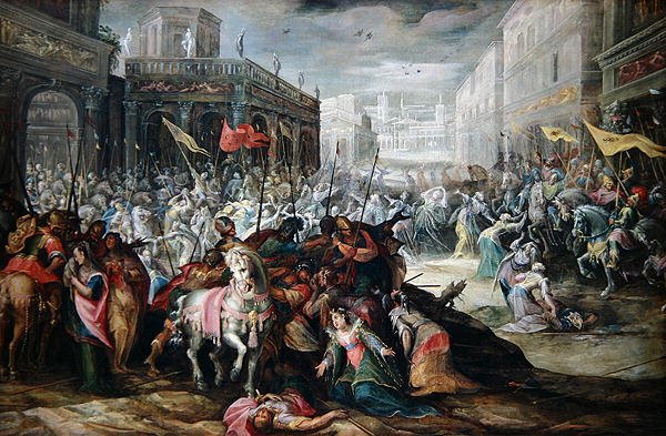 Försoningen mellan romarna och sabinerna (olja på duk) av Frederik Valckenborch