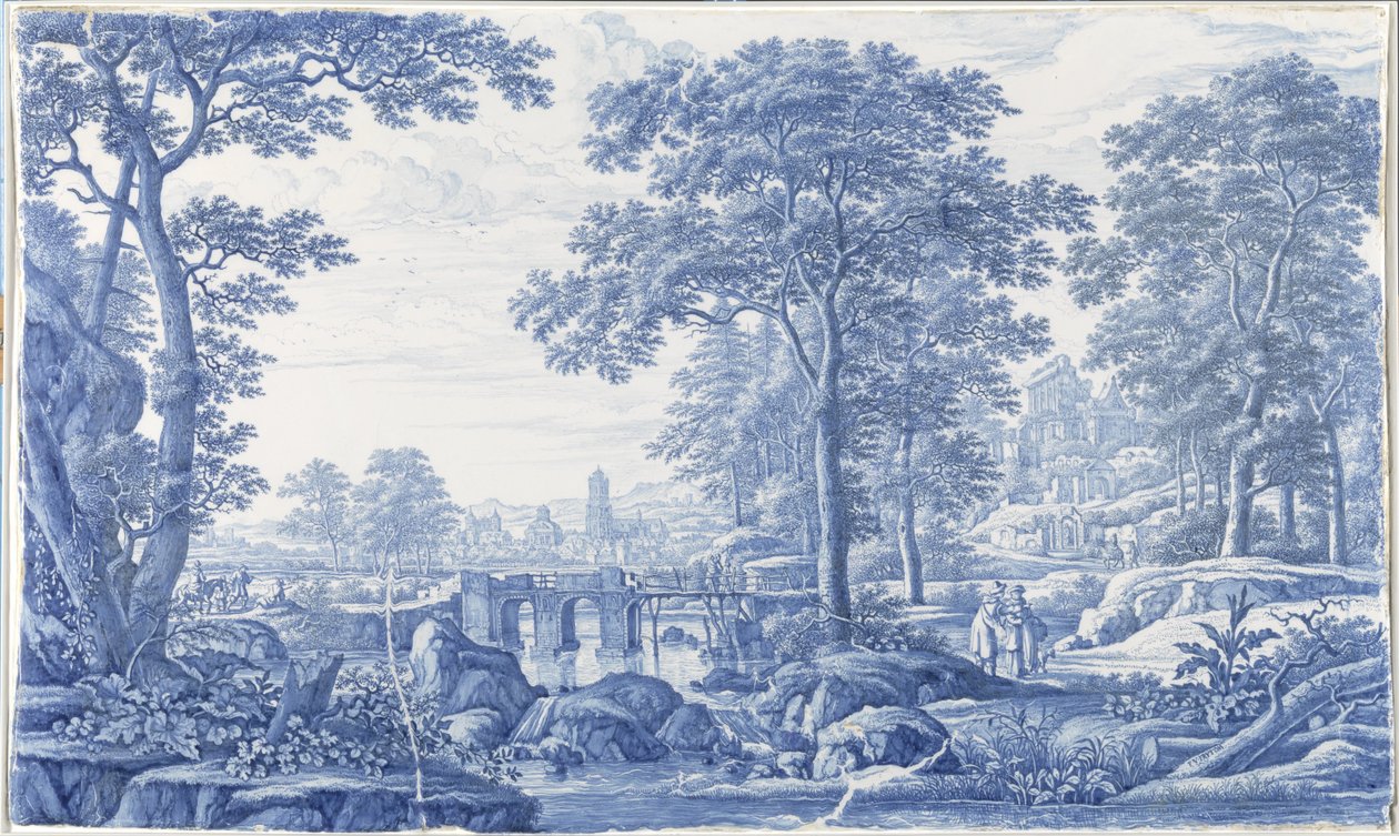 Plakett med italienskt landskap Plakett med ett italienskt landskap av Frederik van Frytom (attributed to)