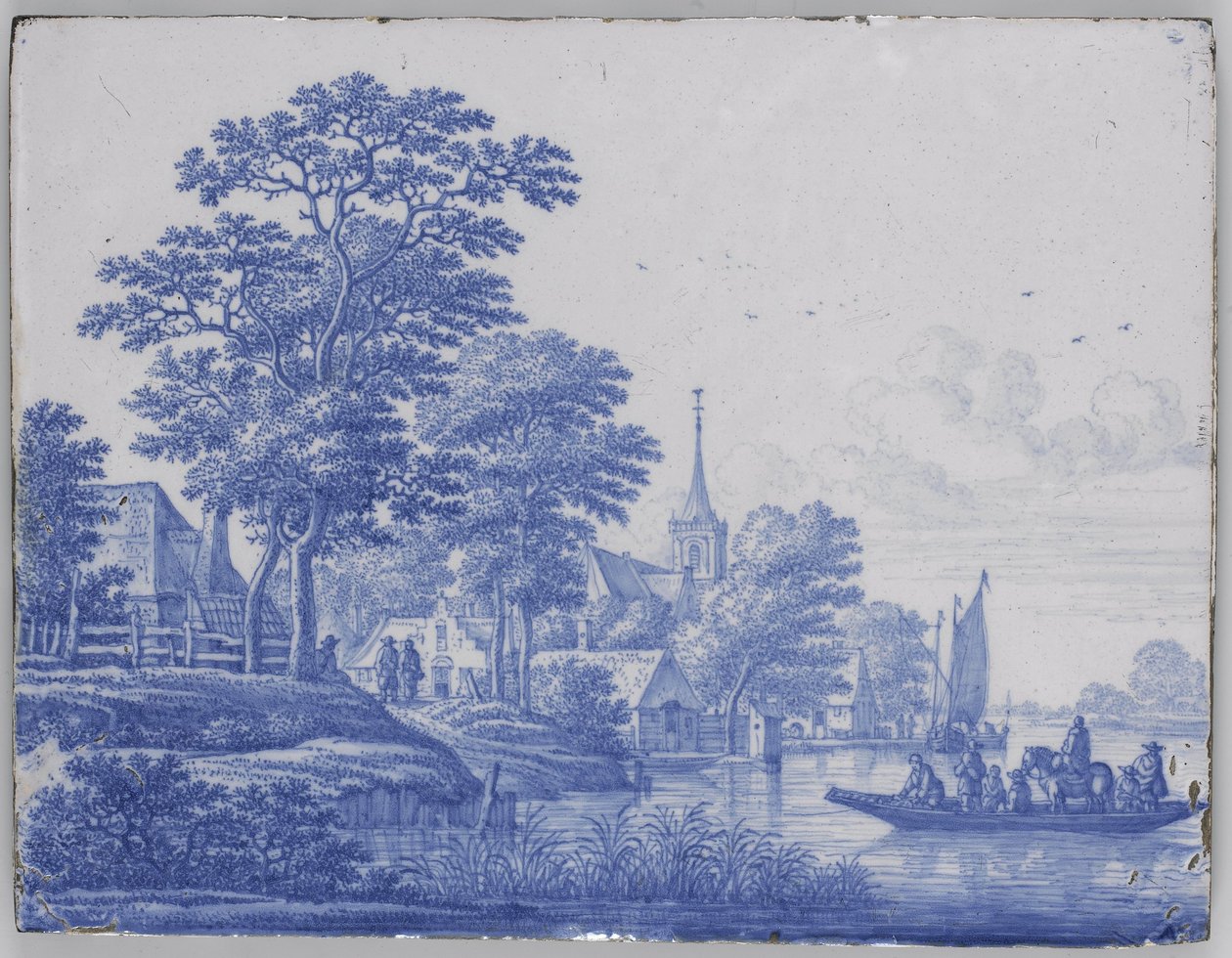 Rektangulär plakett med flodlandskap av Frederik van Frytom (attributed to)