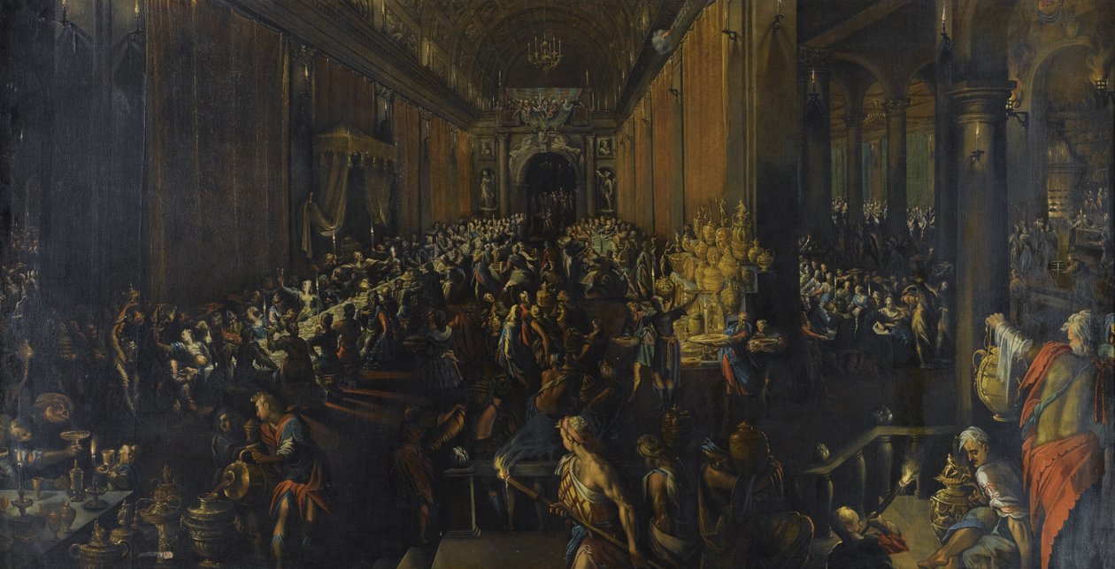 ベルシャザールの饗宴、1596年スウェーデン語 av Frederik van Valckenborch