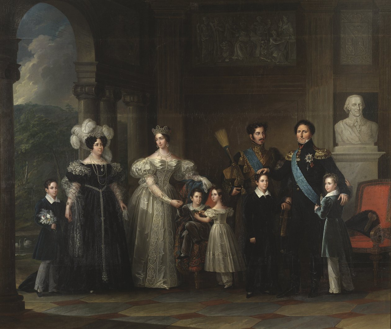 Familjen Bernadotte (Sveriges och Norges monarki): Oscar I (1799-1859), Desiree Clary (1777-1860), Josephine de Leuchtenberg (1807-1867), Karl XV (1826-1872), Oscar II (1829-1907) , Karl XIV Jean (1763-1844), Prins Gustave (1827-1852) och Prins av Fredric Westin