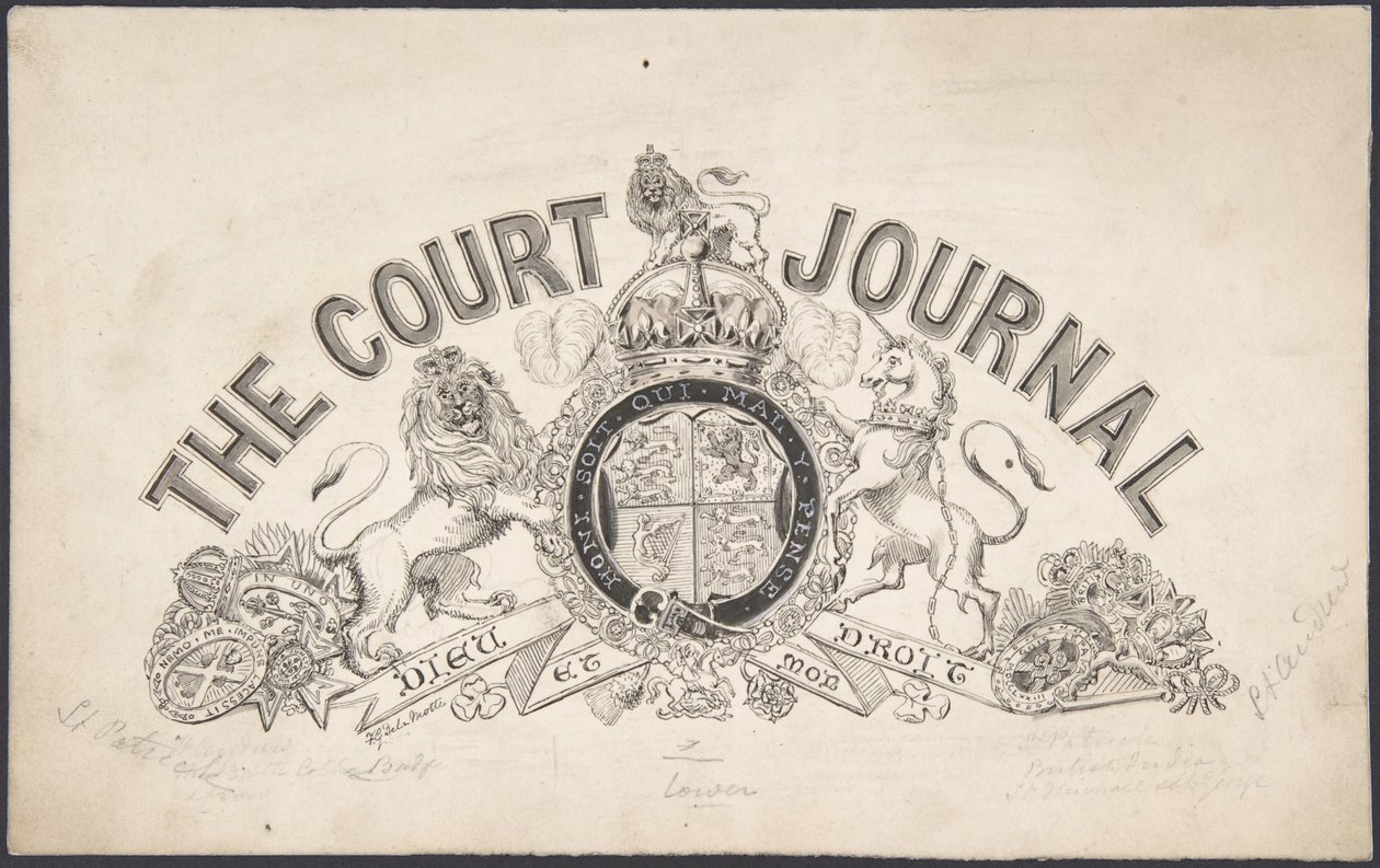 Titelsidesdesign för The Court Journal, 1830-62. av Freeman Gage Delamotte