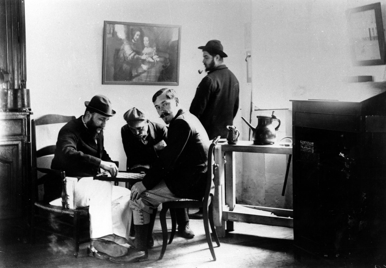 En omgång utkast på Le Relais, familjen Natansons hem i Villeneuve-sur-Yonne, ca. 1899 av French Photographer