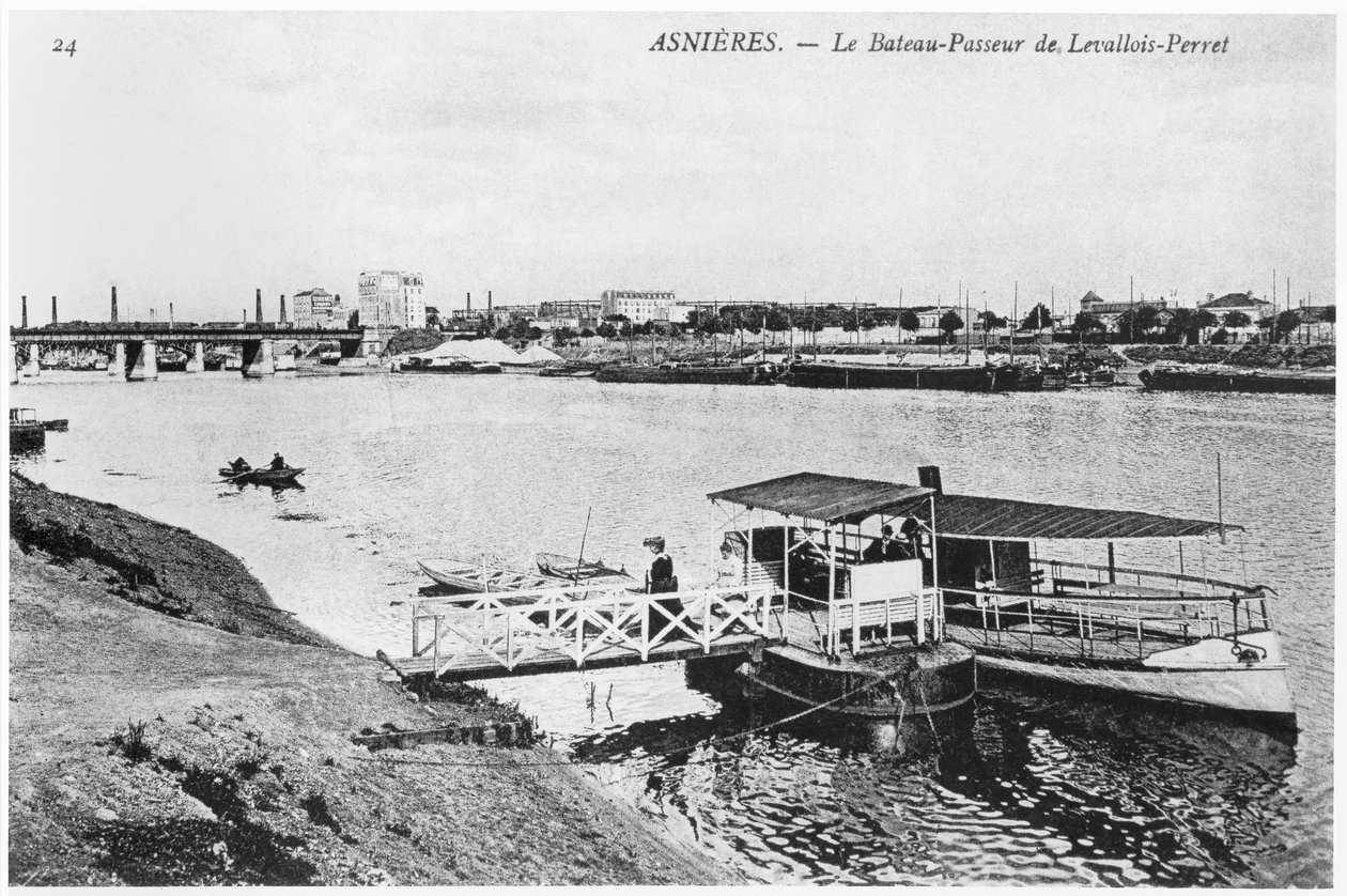 Asnieres, færgen ved Levallois-Perret, ca. 1900 swed av French Photographer