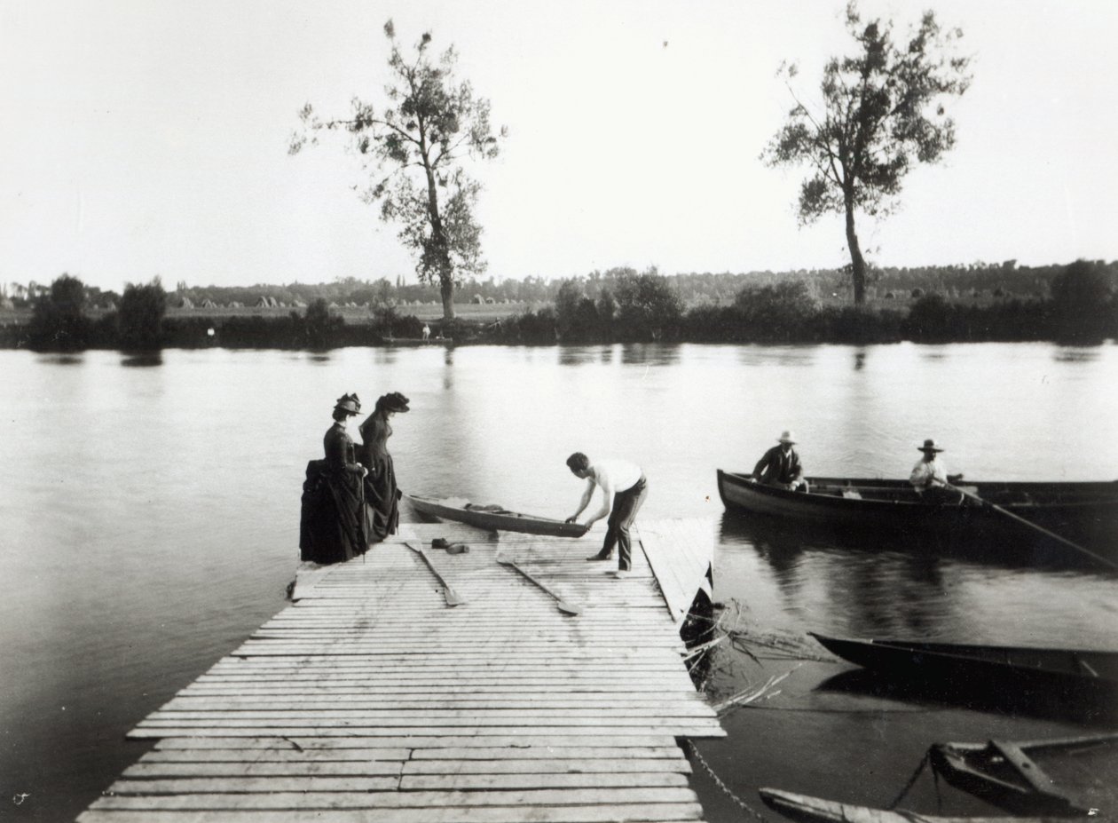 Båtlivsscen i området kring Ile-de-France, ca 1880 av French Photographer