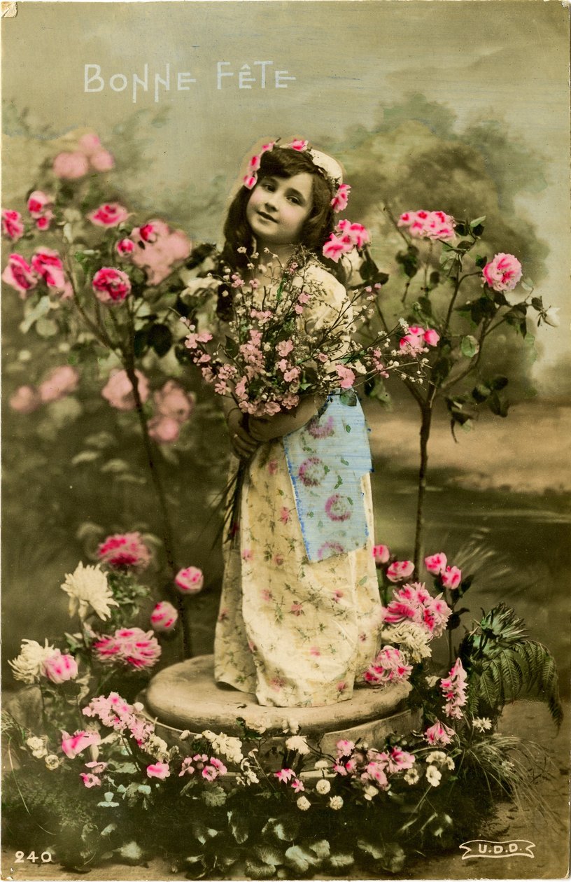 Bonne festkort, 1907 (färgtonat foto) av French Photographer