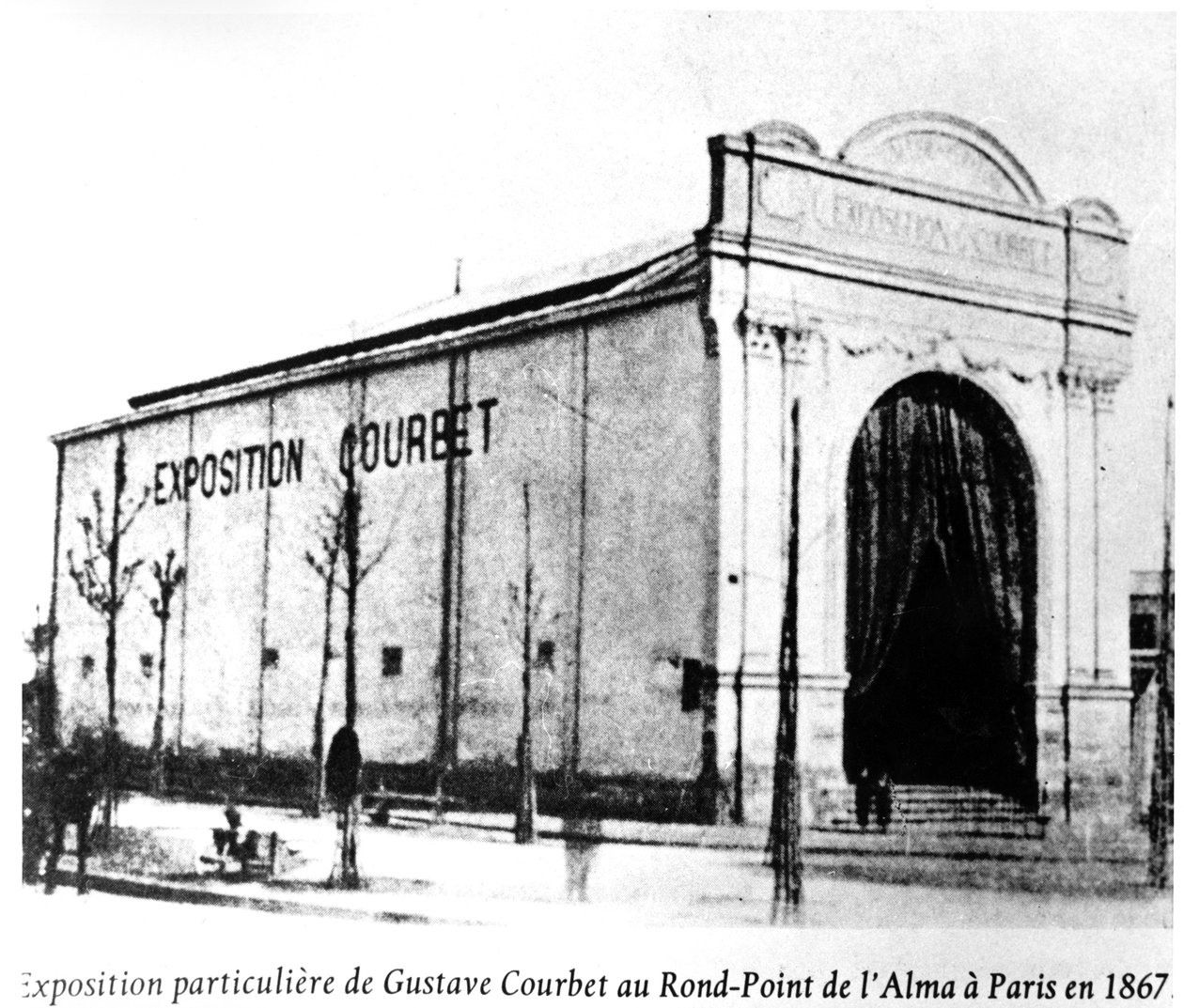 Courbet-utställning på Rond-Point de lAlma i Paris 1867 av French Photographer