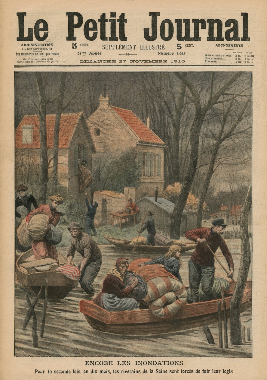 Återigen översvämningar, illustration från "Le Petit Journal", supplement illustre, 27 november 1910 av French Photographer