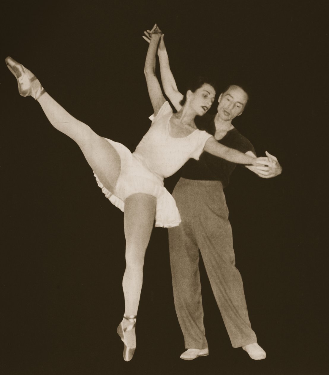 George Balanchine med Tamara Toumanova, från Grand Ballet de Monte-Carlo, 1949 (fotogravyr) av French Photographer