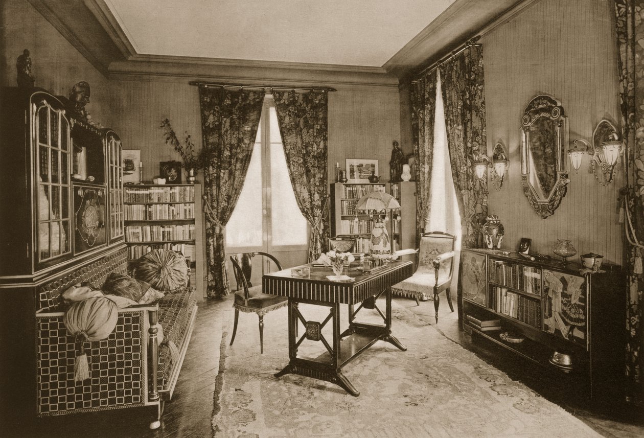 Lounge designad av P. Lahalle och G. Levard, tallrik 21 från Ensembles Choisis, publicerad 1930 av French Photographer