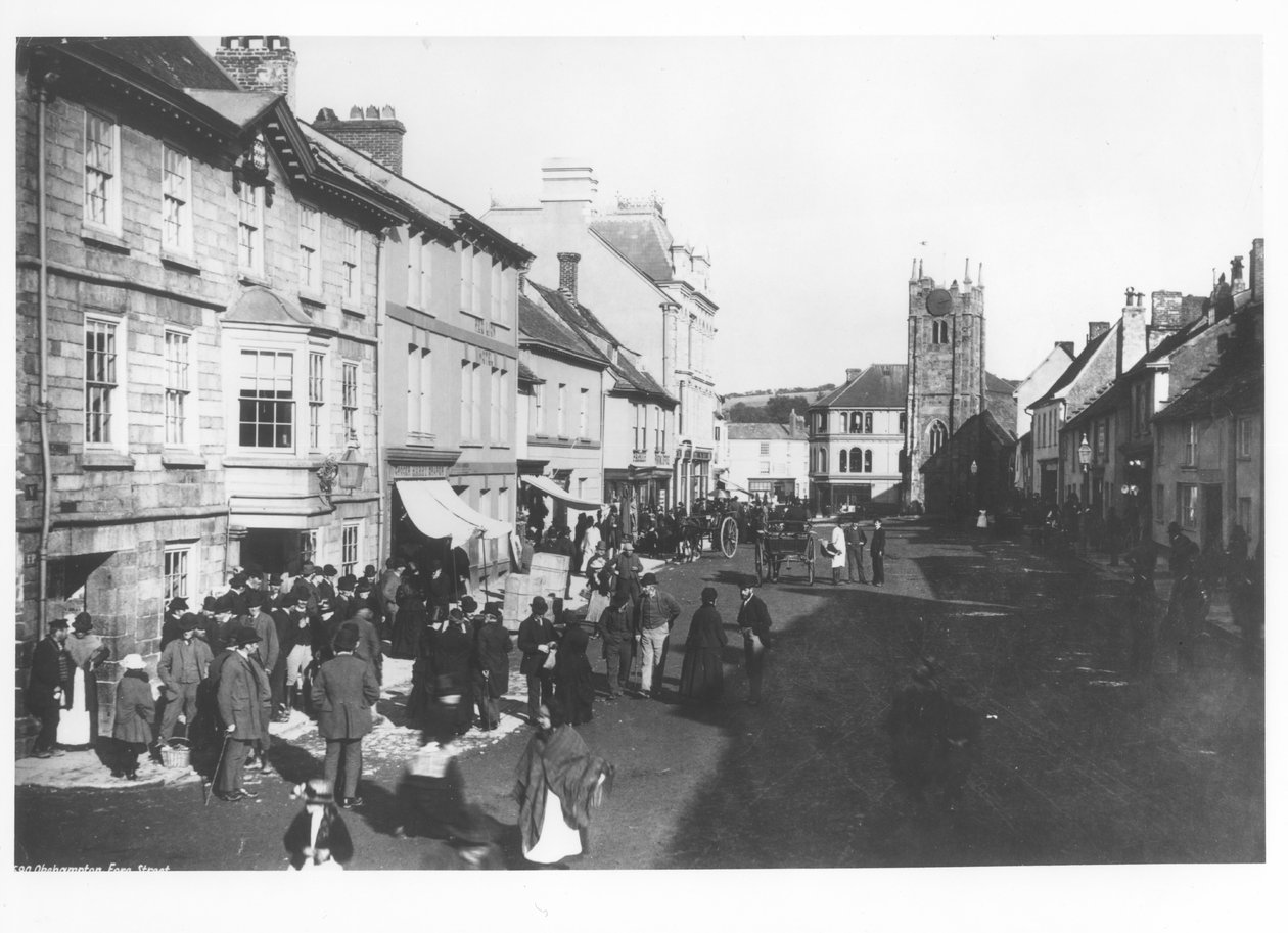 Marknad i Okehampton, Devon, ca 1900 av French Photographer