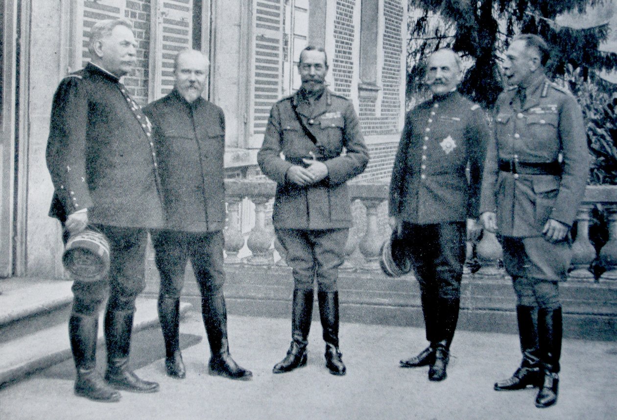 Möte för allierade krigsbefälhavare och statsmän vid tiden för offensiven på Somme, 1916 av French Photographer