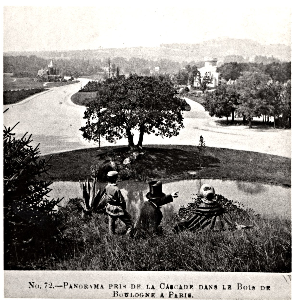 Panoramautsikt över Bois de Boulogne, tagen från vattenfallet, ca 1860-70 av French Photographer