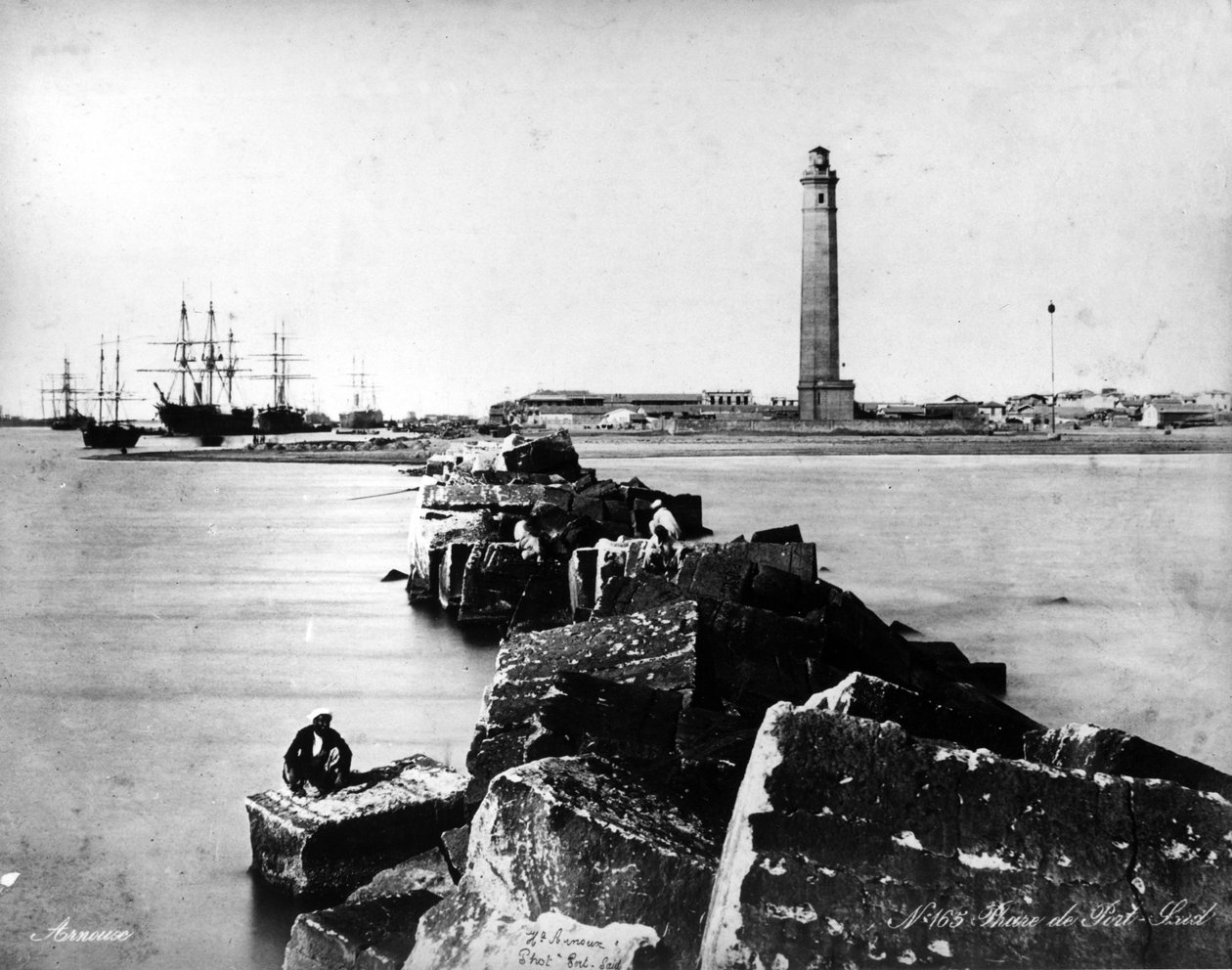 Port Said fyr, ca 1875 av French Photographer
