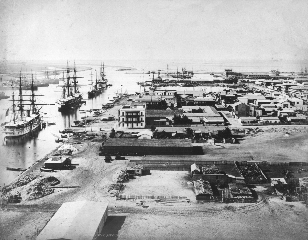 Port Said och Suezkanalen, ca 1875 av French Photographer