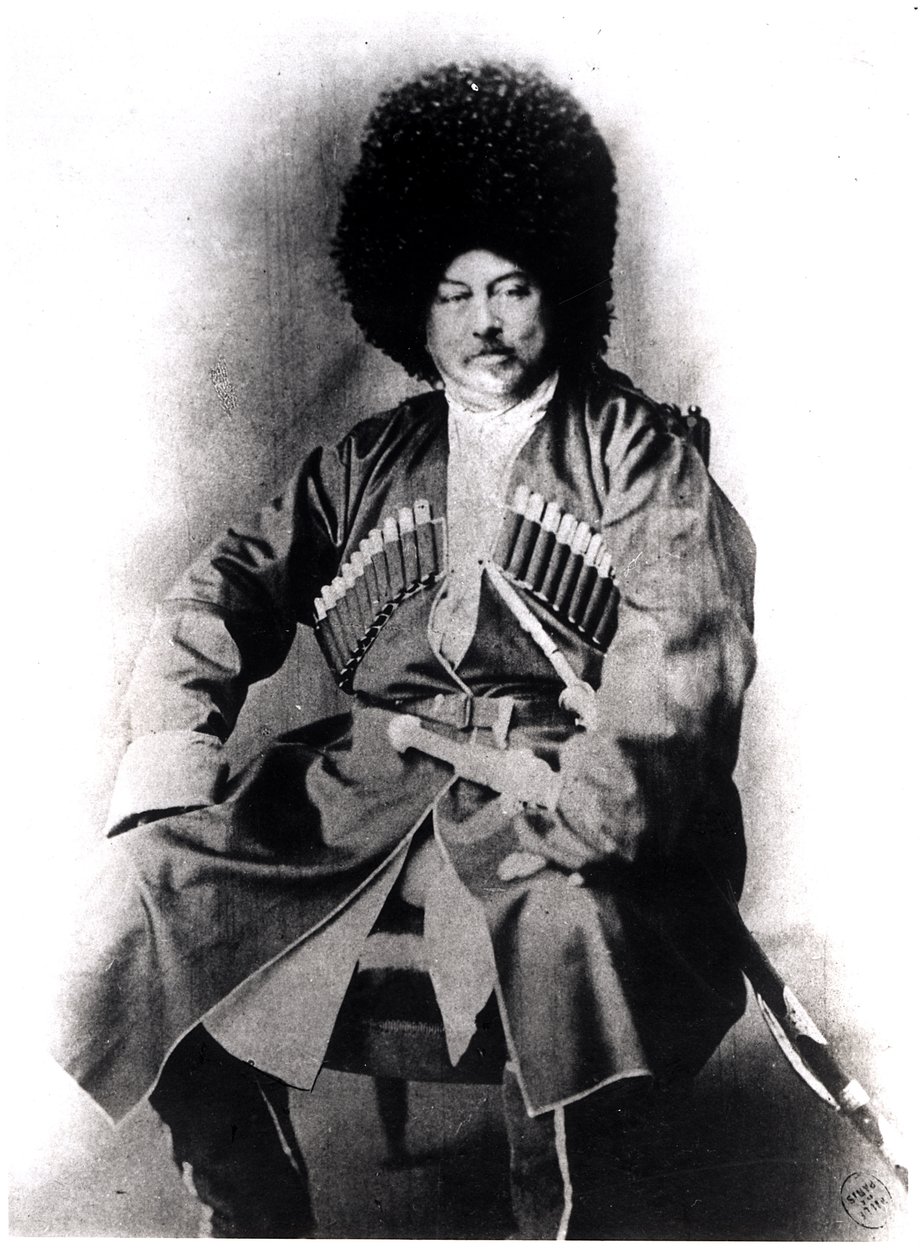 Porträtt av Alexandre Dumas Pere (1802-70) i rysk kostym av French Photographer