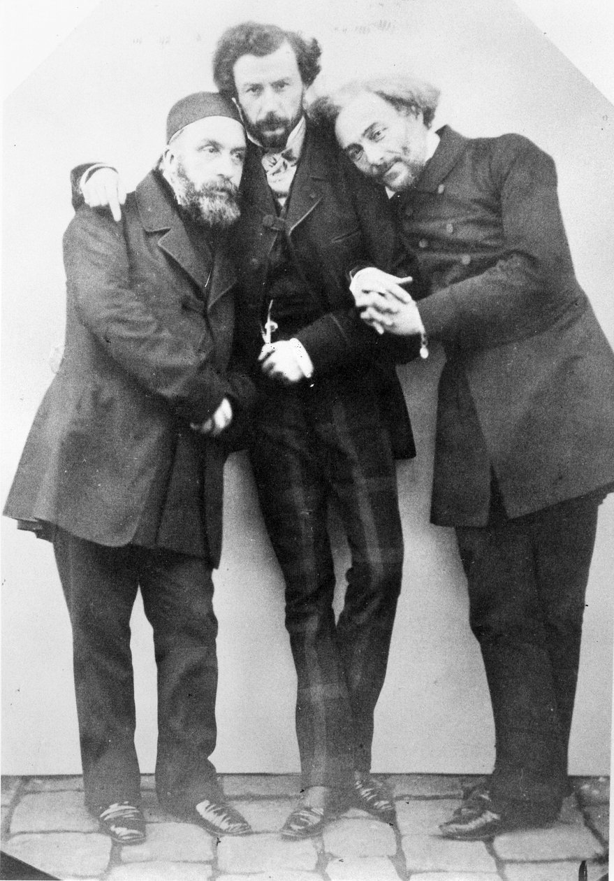 Porträtt av Charles Lambert-Bey (1804-64), Maxime Du Camp (1822-94) och Louis Jourdan (L. till R.) av French Photographer