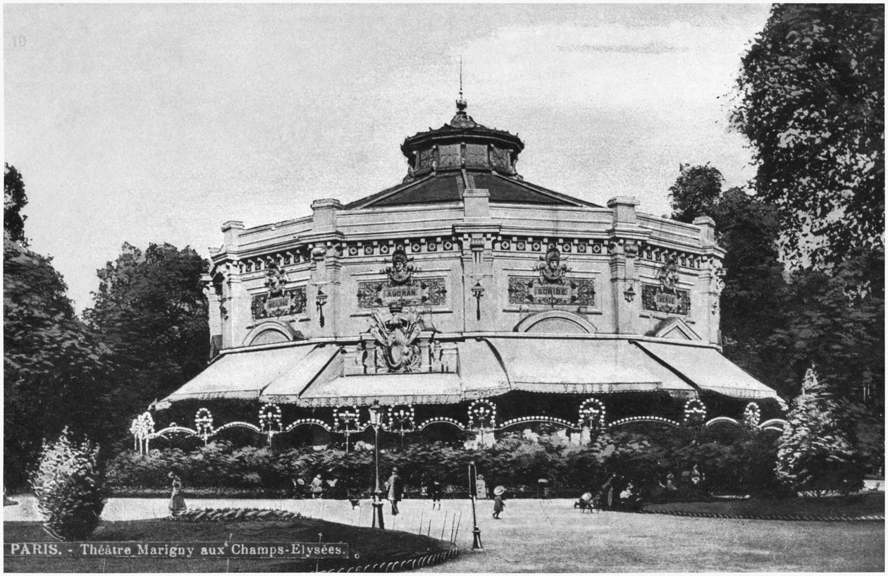 Vykort föreställande Marigny Theatre, Champs-Elysees, Paris, före 1914 av French Photographer