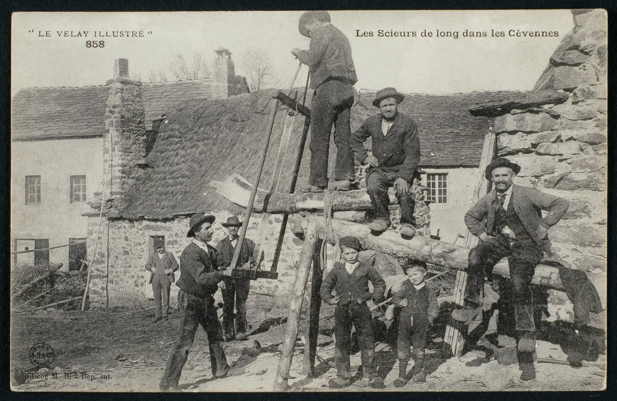 Vykort föreställande sågare i Cevennerna, ca 1900 av French Photographer