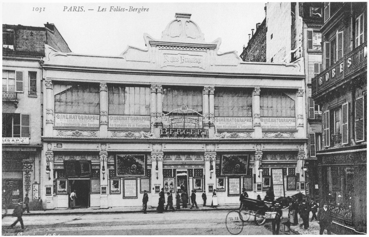 Vykort föreställande Folies Bergere, rue Richer, Paris, ca 1900 av French Photographer