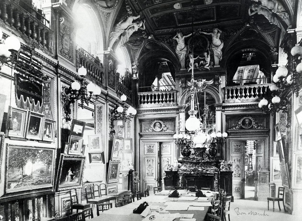 Lässal och konstgalleri i Bon Marché-varuhusen, Paris, sent 1800-tal av French Photographer