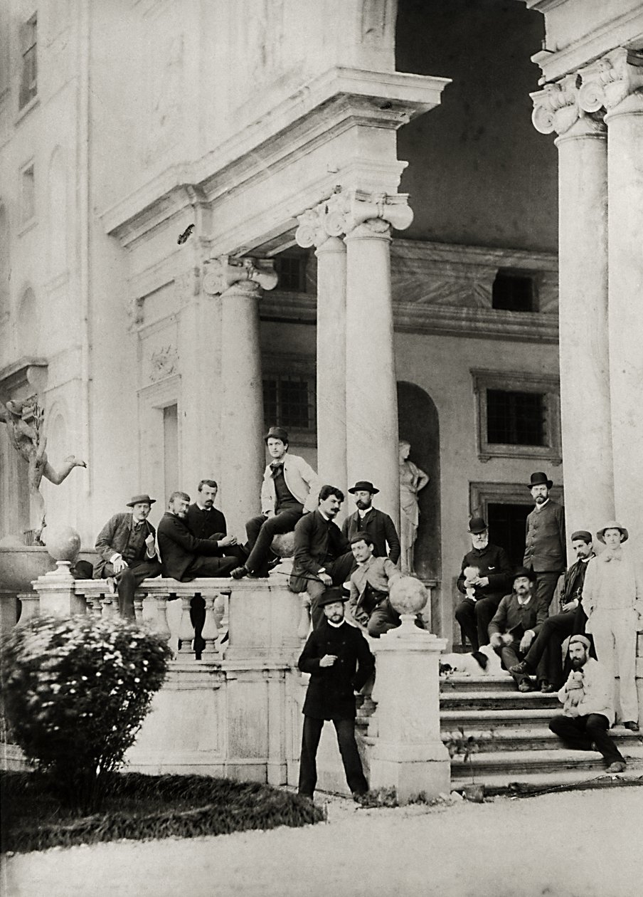 Beboere i Villa Medici i Rom, foto sendt og dedikeret af Claude Debussy (1862-1918) til sine forældre, 1884-85 sverige av French Photographer
