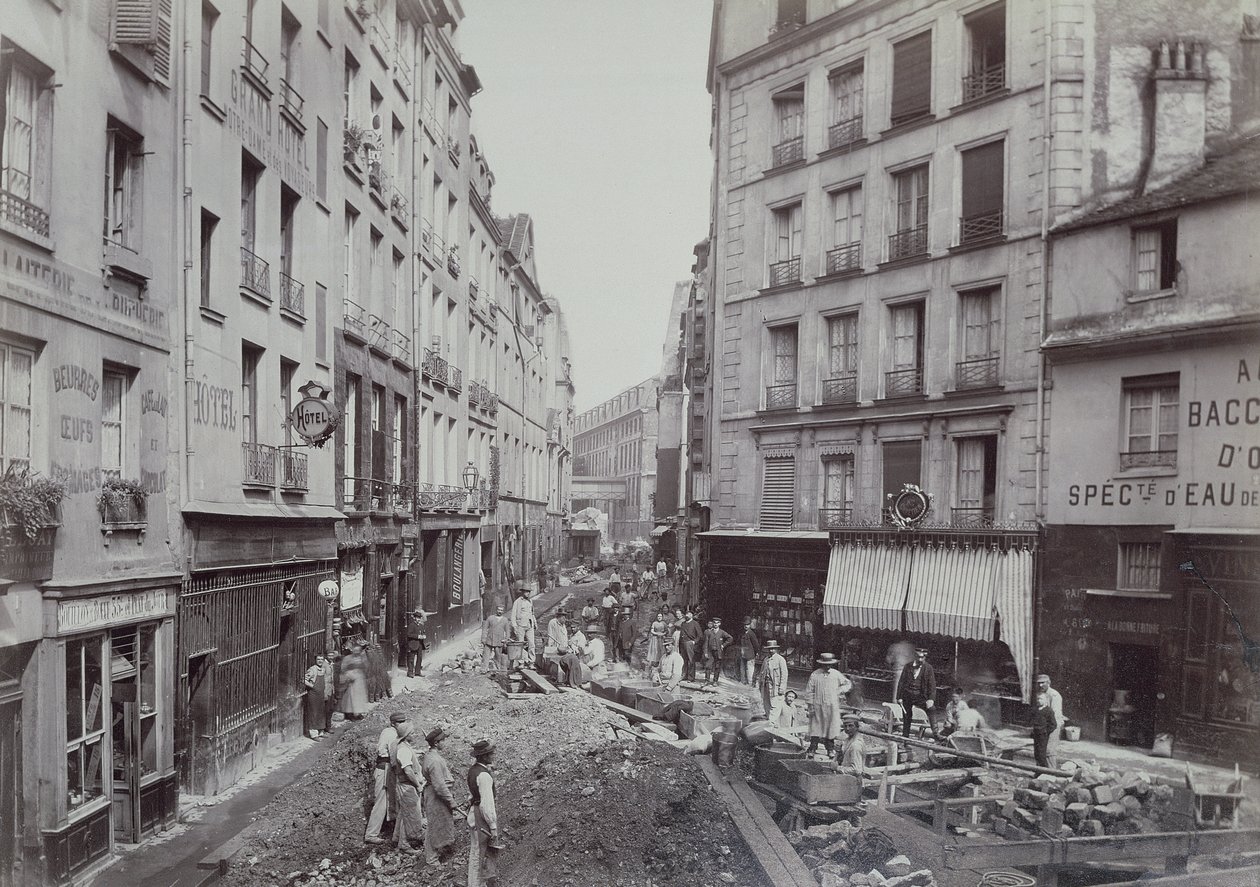 Avloppsverk i Rue de la Bucherie i Paris, 1889 av French Photographer