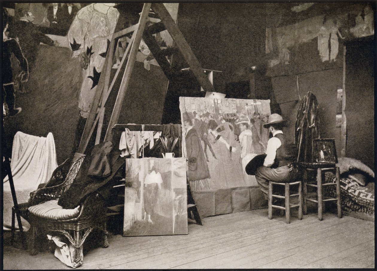 Toulouse-Lautrec i sin studio i Rue Caulaincourt, från 