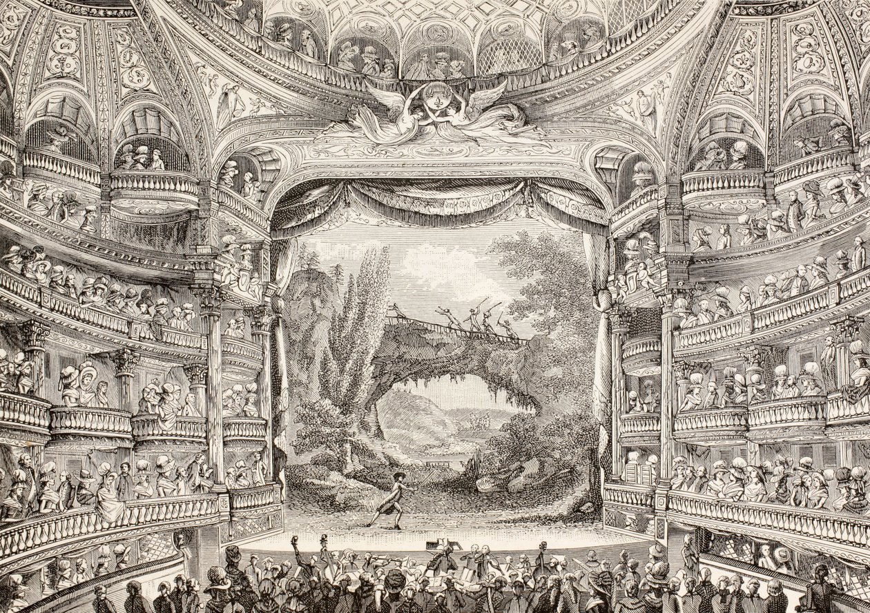 En föreställning 1789 i Theatre des Varietes-Amusantes, 1875 av French School
