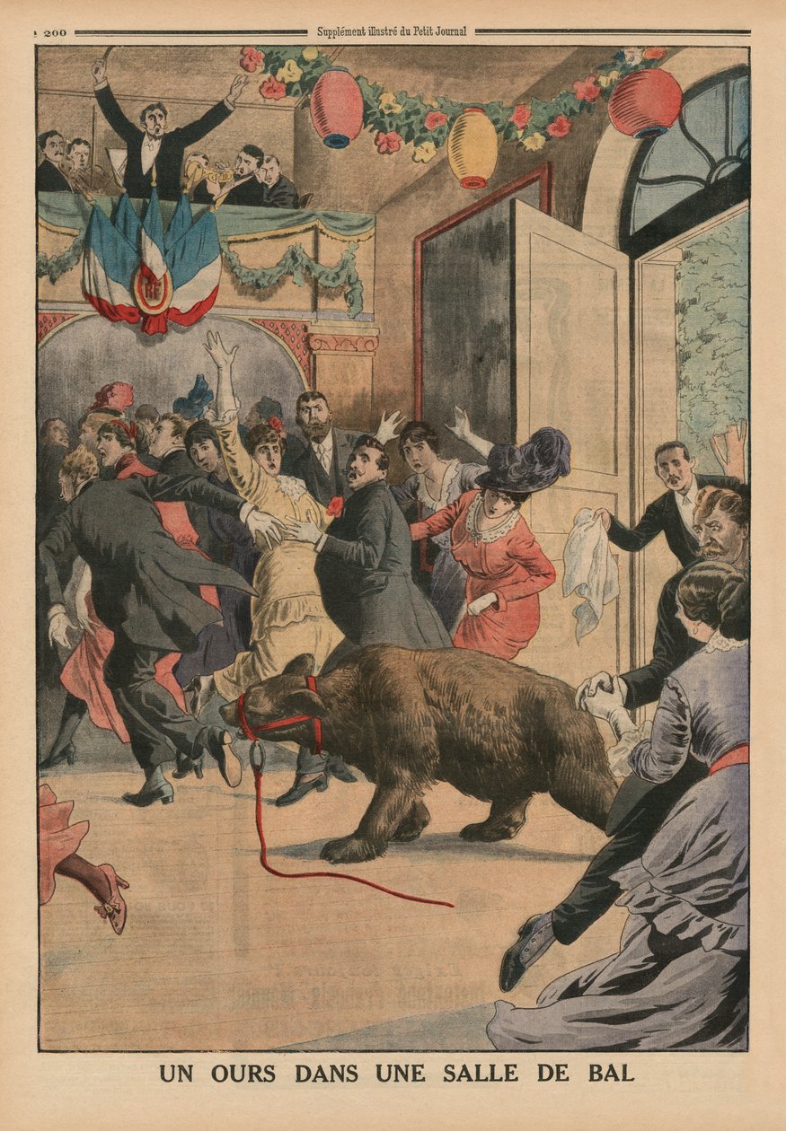 En björn i en balsal, illustration på baksidan från 