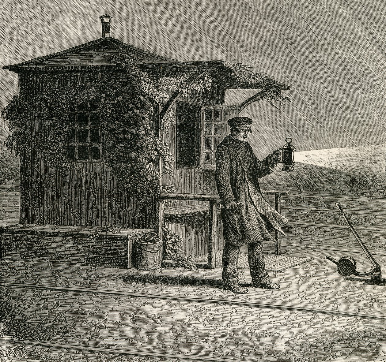 En fransk pointman i slutet av 1800-talet, från "French Pictures" av pastor Samuel G. Green, publicerad 1878 av French School