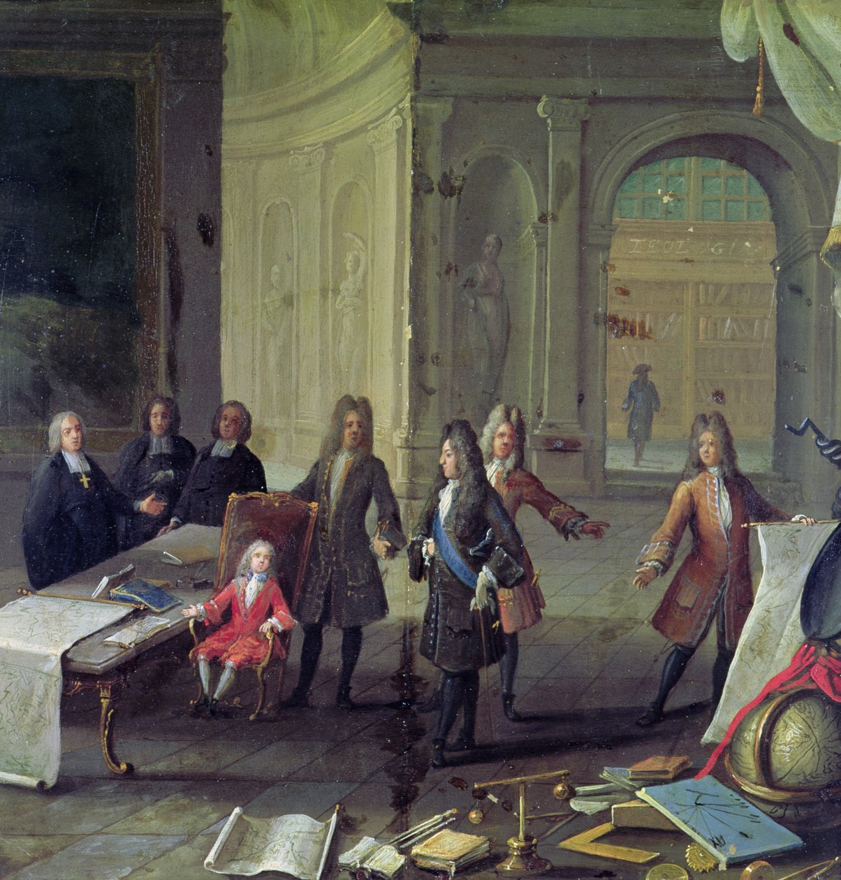 En lektion som ges till den unge Ludvig XV (1710-1774) (se även 177200) av French School