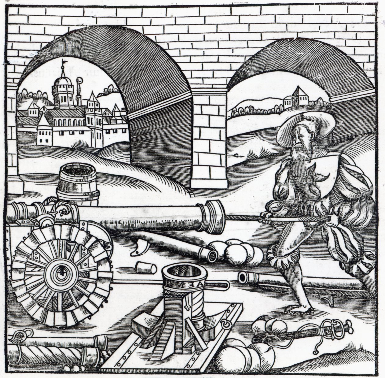 En man laddar en kanon, illustration för 