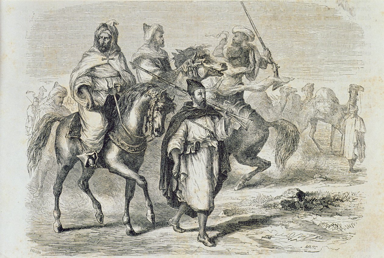 En marockansk karavan på 1860-talet, graverad av Auguste Trichon (f.1814) av French School