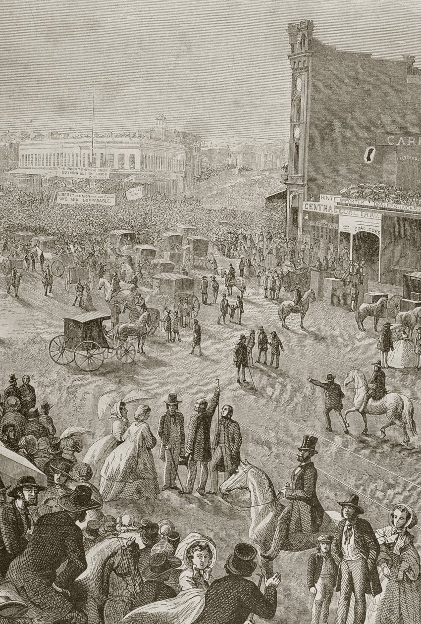 A Street Meeting in the 1850s, San Francisco, från 