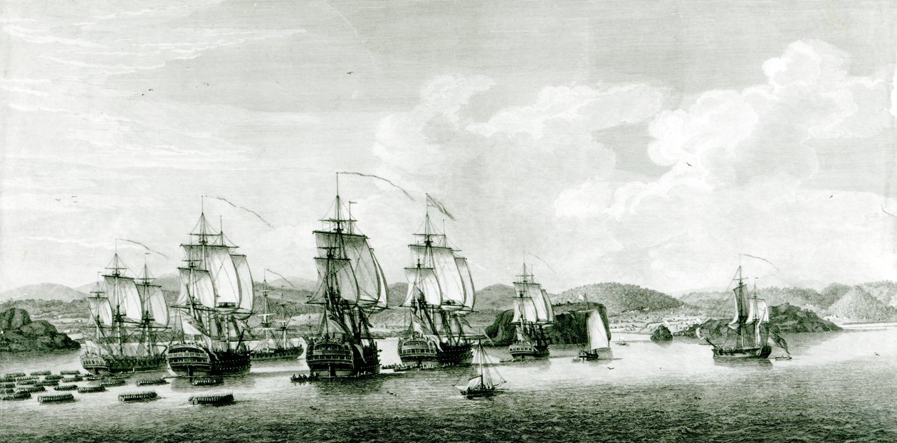 En udsigt over øen St. Lucie, indgraveret af P.C Canot swed av French School
