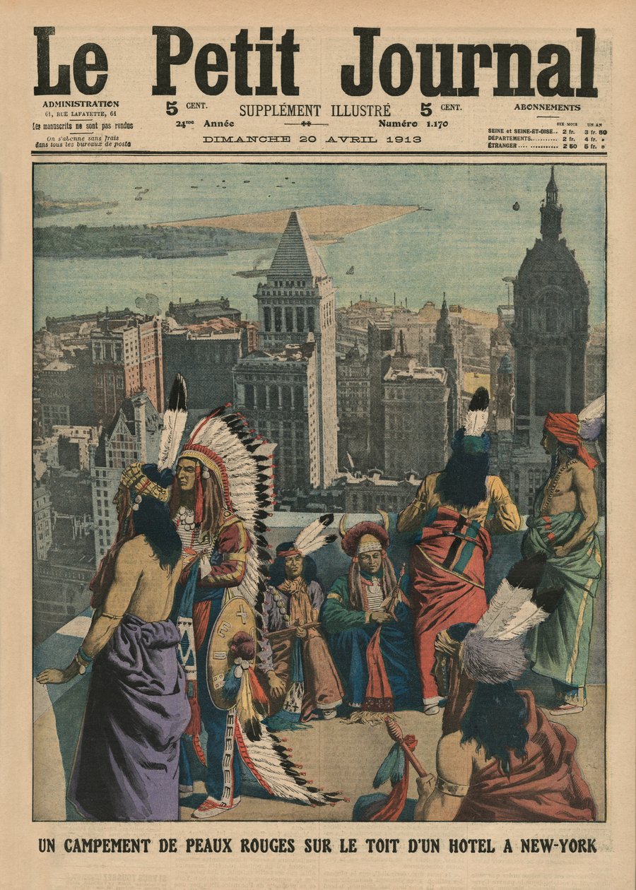 Ett läger av Redskins på taket av ett hotell i New York, framsidans illustration från 