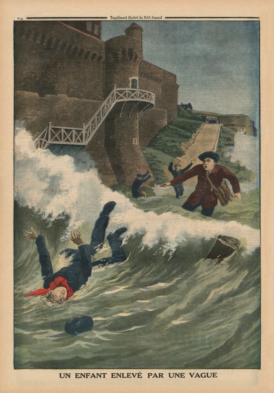 Ett barn som tagits bort av en våg, Saint-Malo, illustration på baksidan från 