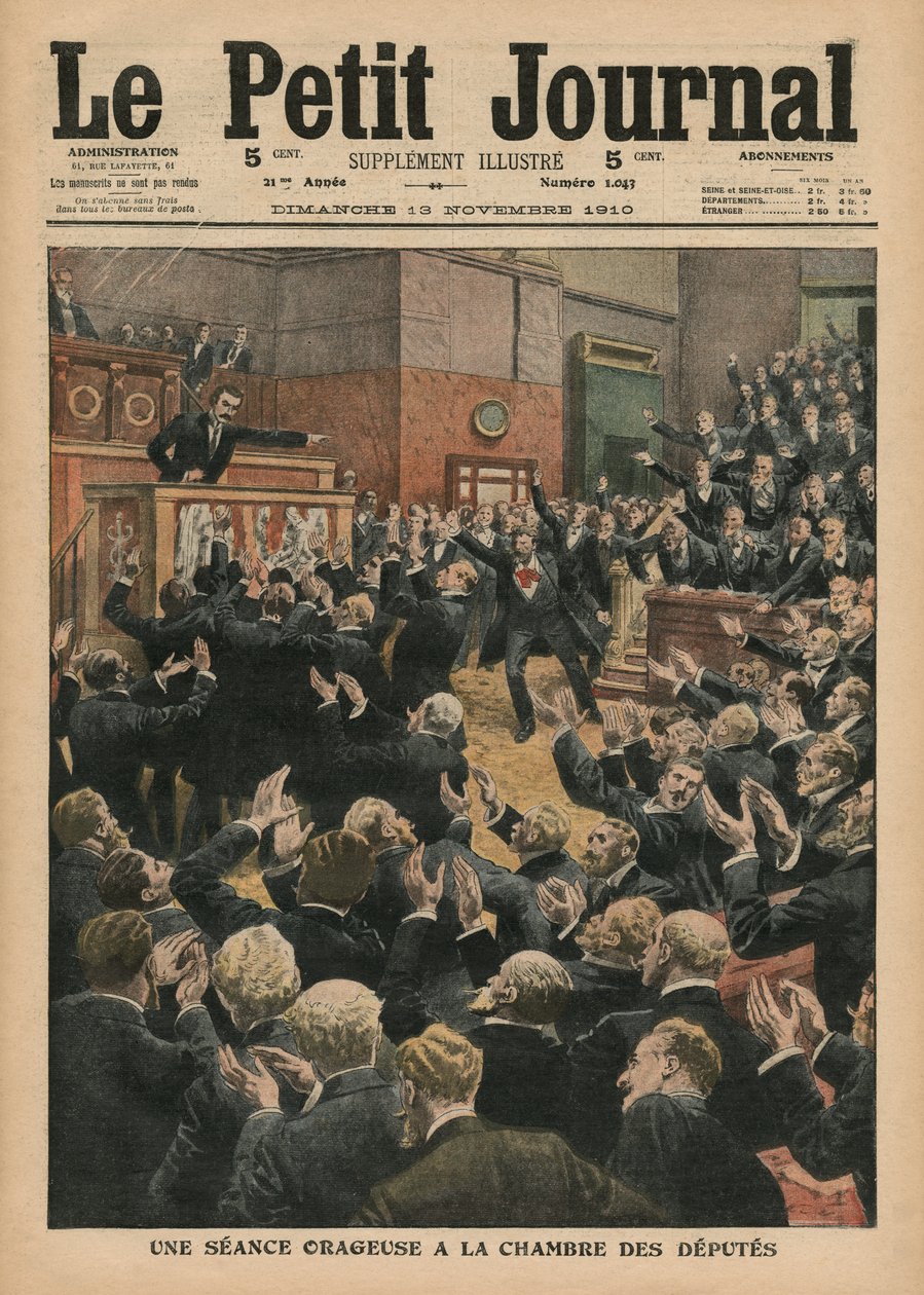 En stormig session i deputeradekammaren, illustration från 